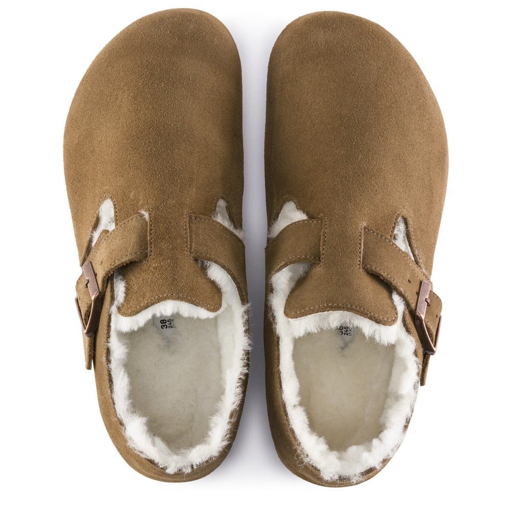 Birkenstock London Shearling In Dark Tea Suede View 2